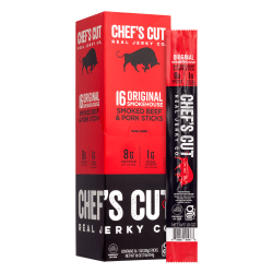 Chef's Cut Original Smokehouse Beef/Pork Meat Sticks, 1 Oz, Pack Of 16 Meat Sticks
