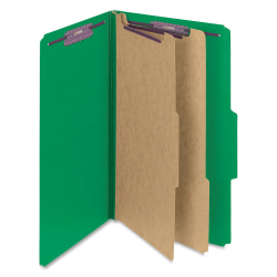 Smead® Classification Folders, Top-Tab With SafeSHIELD® Coated Fasteners, 2" Expansion, Legal Size, 50% Recycled, Green, Box Of 10