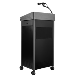 National Public Seating Oklahoma Sound Greystone Lectern With Sound, 45-1/2"H x 23-1/2"W x 19-1/4"D, Charcoal
