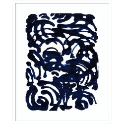 Amanti Art Indigo Swirls II by Jodi Fuchs Wood Framed Wall Art Print, 35"H x 28"W, White