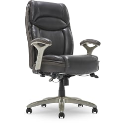 Serta® Smart Layers™ Jennings Big & Tall Ergonomic Bonded Leather High-Back Executive Chair, Dark Gray/Silver
