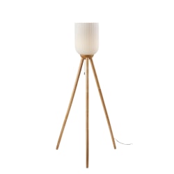 Adesso Kinsley Floor Lamp, 57-1/2"H, Frosted Ribbed Glass Shade/Natural Base