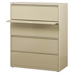 Lorell® Fortress 42"W Lateral 4-Drawer File Cabinet, Metal, Putty