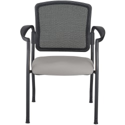 WorkPro® Spectrum Series Mesh/Vinyl Stacking Guest Chair With Antimicrobial Protection, With Arms, Gray, Set Of 2 Chairs, BIFMA Compliant