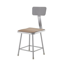 National Public Seating Hardboard Task Stools With Backs, 33"H, Gray/Brown, Pack Of 2 Stools