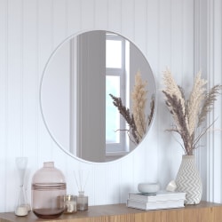 Flash Furniture Julianne Round Metal-Framed Wall Mirror, 30"H x 30"W x 3/4"D, Silver