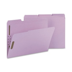 Smead® Color Top-Tab Fastener File Folders, Letter Size, Lavender, Box Of 50