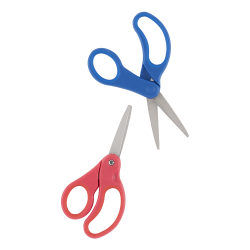 Office Depot® Brand Kids' Scissors, 5" Handles, Pointed Tip, Assorted Colors, Pack Of 2 Scissors