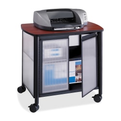 Safco® Impromptu Machine Stand, Deluxe With Doors, 30 4/5"H x 34 4/5"W x 25 1/2"D, Cherry/Black