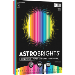 Astrobrights Laser/Inkjet Printable Multipurpose Card Stock, Letter Size (8 1/2" x 11"), 65 lb, Assorted Colors, Pack Of 100