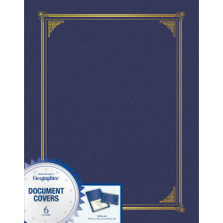 Geographics® Award Certificate Gold Design Covers, Letter Size (8 1/2" x 11"), 30% Recycled, Metallic Blue, Pack Of 6