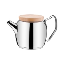 Korkmaz Montana 1.1L Stainless Steel Tea Pot With Wooden Lid, Silver