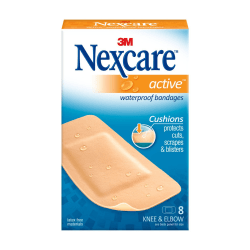 3M™ Nexcare™ Extra Cushion Knee/Elbow Bandages, 1 7/8" x 4", Pack Of 8