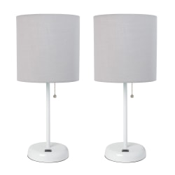 LimeLights Stick Lamps, 19-1/2"H, Gray Shade/White Base, Set Of 2 Lamps