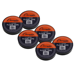 Champion Sports Floor Marking Tape, 1" x 36 yd., Black, Pack Of 6 Rolls