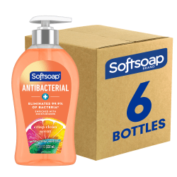 Softsoap Antibacterial Liquid Hand Soap Pump - 11.25 fl. oz. Bottles - Crisp Clean Scent - 11.3 fl oz (332.7 mL) - Bacteria Remover - Hand - Orange - 6 / Carton