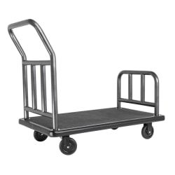 Hospitality 1 Source Utility Bellman's Cart, 37"H x 43"W x 25"D, Black Rubber Decking/Coastal Hammertone