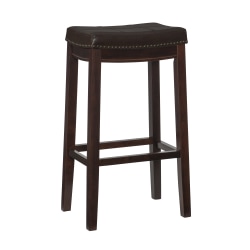 Linon Walker Backless Faux Leather Bar Stool, Dark Brown/Brown
