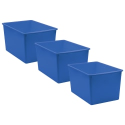 Teacher Created Resources Plastic Multi-Purpose Bins, 7-1/2"H x 9-1/4"W x 14"D, Blue, Pack Of 3 Bins