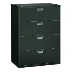 HON® 600 42"W x 18"D Lateral 4-Drawer File Cabinet With Lock, Charcoal
