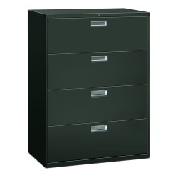 HON® 600 42"W x 19-1/4"D Lateral 4-Drawer File Cabinet With Lock, Charcoal