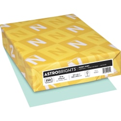 Astrobrights Laser/Inkjet Printable Multipurpose Card Stock, Letter Size (8 1/2" x 11"), 65 lb, Mint, Pack Of 250