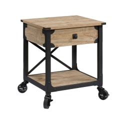 Sauder® Steel River Mobile Side Table, 23"H x 22-1/2"W x 21-11/16"D, Milled Mesquite