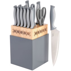 Spice by Tia Mowry Savory Saffron 14-Piece Cutlery Set, Gray