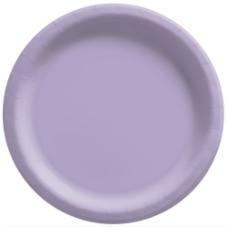Amscan Round Paper Plates, Lavender, 10", 50 Plates Per Pack, Case Of 2 Packs