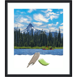 Amanti Art Rectangular Wood Picture Frame, 24" x 28" With Mat, Brushed Sterling Silver