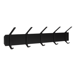 Kate and Laurel Rossmore Wood And Metal 5-Hook Shelf, 4-3/8"H x 29-15/16"W x 7-1/4"D, Black
