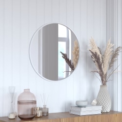 Flash Furniture Julianne Round Metal-Framed Wall Mirror, 24"H x 24"W x 3/4"D, Silver