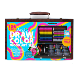 Art 101 Draw and Color Wood 106-Piece Art Set