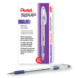 Pentel® R.S.V.P.® Ballpoint Pens, Medium Point, 1.0 mm, Clear Barrel, Violet Ink, Pack Of 12