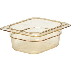 Cambro H-Pan High-Heat GN 1/8 Food Pans, 2-1/2"H x 5-1/8"W x 6-5/16"D, Amber, Pack Of 6 Pans
