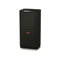 Joseph Joseph Twin Recycling Waste Bins With Removable Caddy, 16 Gallons, Black, Total Qty 1