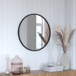 Flash Furniture Julianne Round Metal-Framed Wall Mirror, 24"H x 24"W x 3/4"D, Black