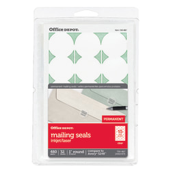 Office Depot® Brand Permanent Mailing Seals, 1" Diameter, Clear, Pack Of 480