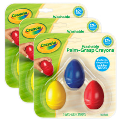 Crayola My First Crayola Washable Palm-Grasp Crayons, Large Size, Assorted Colors, 3 Crayons Per Pack, Set Of 3 Packs