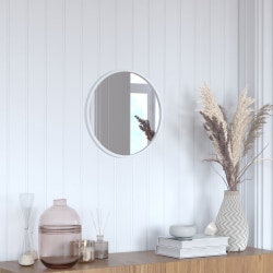 Flash Furniture Julianne Round Metal-Framed Wall Mirror, 16"H x 16"W x 3/4"D, Silver