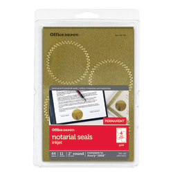 Office Depot® Brand Permanent Self-Adhesive Notarial Seals, 2" Diameter, Pack Of 44