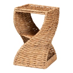 bali & pari Pelleas Modern Bohemian Seagrass/Wood Square End Table, 22-7/16"H x 14-1/4"W x 14-1/4"D, Natural Brown