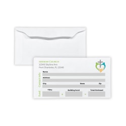 Custom Easy Open Flap Church Tithing/Offering Envelopes, Full Color Front ,  3-1/8" x 6-1/4", 24 LB White Wove, Box Of 500
