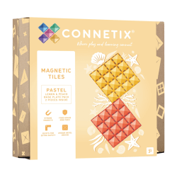 Connetix Magnetic Tiles Pastel Lemon & Peach Base Plate, 2 Pieces