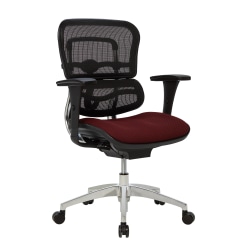 WorkPro® 12000 Series Ergonomic Mesh/Premium Fabric Mid-Back Chair, Black/Burgundy, BIFMA Compliant