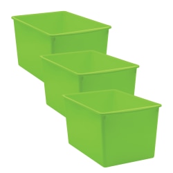 Teacher Created Resources Plastic Multi-Purpose Bins, 7-1/2"H x 9-1/4"W x 14"D, Lime, Pack Of 3 Bins