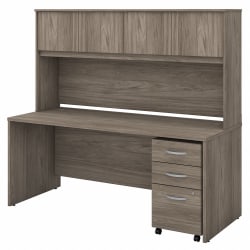 Bush Business Furniture Studio C 72"W Office Computer Desk With Hutch And Mobile File Cabinet, Modern Hickory, Standard Delivery