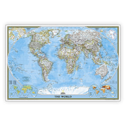 National Geographic World Classic Map, Poster Size and Laminated, 36" x 24"