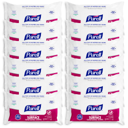 Purell® Foodservice Surface Sanitizing Wipes, Fragrance Free, 7-7/16" x 9", White, 72 Wipes Per Flowpack, Case Of 12 Packs