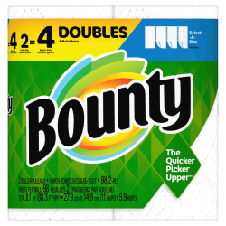 Bounty Select-A-Size Double Roll Paper Towels, White, 98 Sheets Per Roll, 2 Rolls Per Pack, Case Of 6 Packs